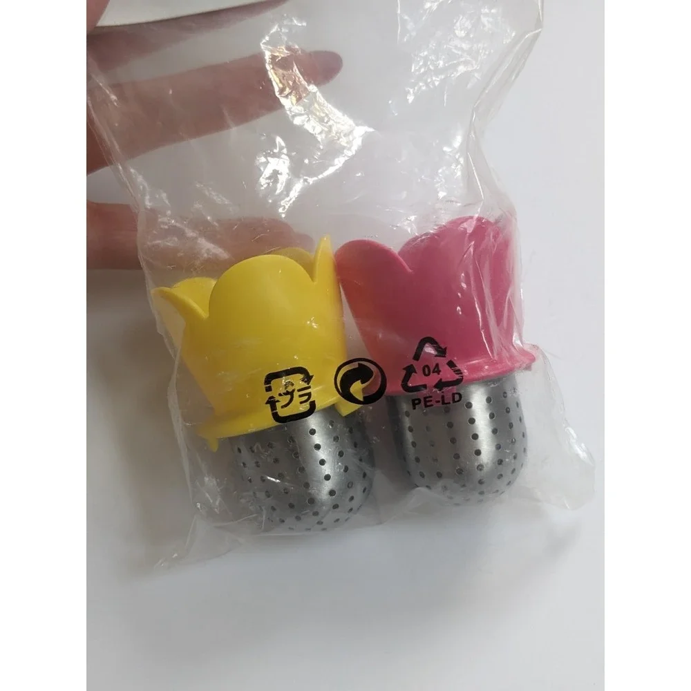 IKEA VAGRAT Flower Themed Stainless Steel Tea Infusers Set of 2 Pink Yellow NIP‎